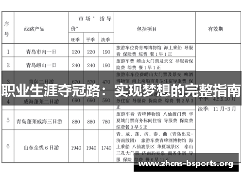职业生涯夺冠路：实现梦想的完整指南